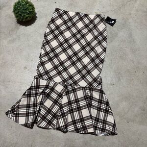 Messini‎ NWT Plaid Mermaid Tulip Skirt Size S Fall Academia Equestrian Peolum
